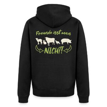 Vegetarisch Vegan Vegetarier Veganer Spruch - Unisex Premium Bio Zip Hoodie - Schwarz - Hinten - Nico (187cm)