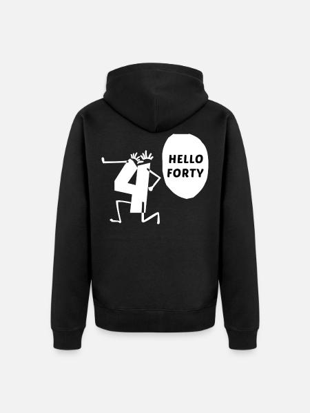 hello forty hello 40 years anniversary - Unisex Premium Organic Zip Hoodie - black