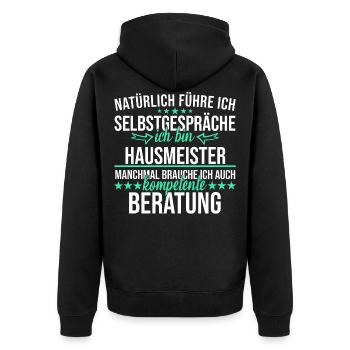 Hausmeister Handwerker Facility Manager Spruch - Unisex Premium Bio Zip Hoodie - Schwarz - Hinten - Nico (187cm)