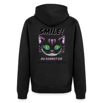 Lächle du Kannst Sie Nicht alle töten Katze Design - Unisex Premium Bio Zip Hoodie - Schwarz - Hinten - Nico (187cm)