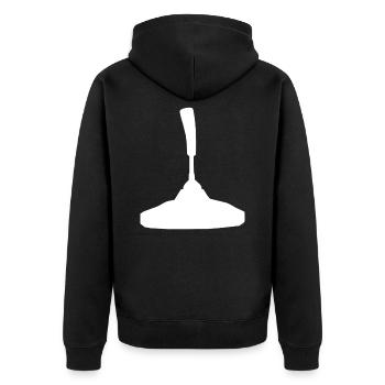Stockschießen Eisstockschießen Eisstock Silhouette - Unisex Premium Bio Zip Hoodie - Schwarz - Hinten - Nico (187cm)