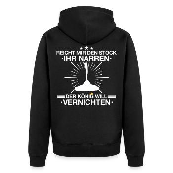 Stockschießen Eisstockschießen Eisstock Spruch - Unisex Premium Bio Zip Hoodie - Schwarz - Hinten - Nico (187cm)