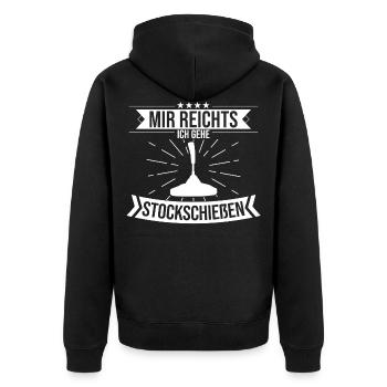 Stockschießen Eisstockschießen Eisstock Spruch - Unisex Premium Bio Zip Hoodie - Schwarz - Hinten - Nico (187cm)