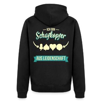 Schafkopfen Schafkopf Kartenspiel Spielkarten - Unisex Premium Bio Zip Hoodie - Schwarz - Hinten - Nico (187cm)