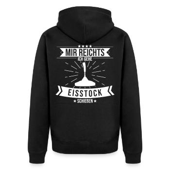 Eisstockschießen Stockschießen Eisstock Spruch - Unisex Premium Bio Zip Hoodie - Schwarz - Hinten - Nico (187cm)