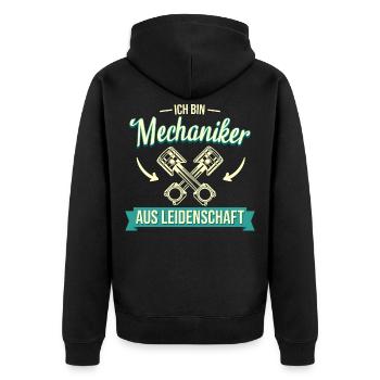 Mechaniker Werkstatt Automechaniker Auto Spruch - Unisex Premium Bio Zip Hoodie - Schwarz - Hinten - Nico (187cm)
