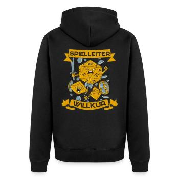 Spielleiter Willkür Pen and Paper Rollenspiel RPG - Unisex Premium Bio Zip Hoodie - Schwarz - Hinten - Nico (187cm)