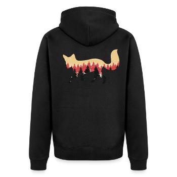 Fox foxes woodland woodland animals silhouette woods animal - Unisex Premium Organic Zip Hoodie - black - Back - Nico (187cm)