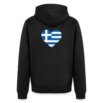 Griechenland griechisch Flagge Fahne Herz - Unisex Premium Bio Zip Hoodie - Schwarz - Hinten - Nico (187cm)