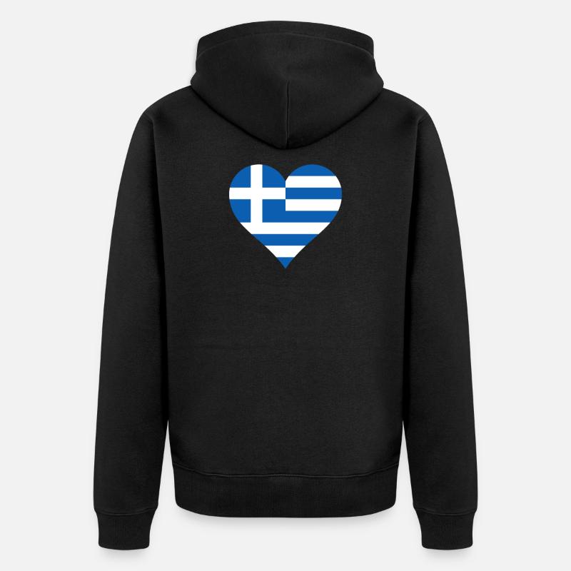 Grèce drapeau grec drapeau coeur - Veste à capuche bio Premium Unisexe - noir