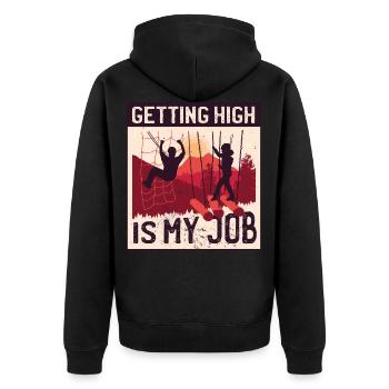 Hochseilgarten Klettern Geschenk witziger Spruch - Unisex Premium Bio Zip Hoodie - Schwarz - Hinten - Nico (187cm)