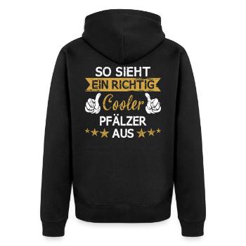 Pfalz Rheinlandpfalz Pfälzer Heimat Spruch - Unisex Premium Bio Zip Hoodie - Schwarz - Hinten - Nico (187cm)
