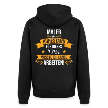 Maler Malermeister malen Farbe Ruhestand Spruch - Unisex Premium Bio Zip Hoodie - Schwarz - Hinten - Nico (187cm)