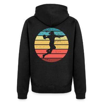 Handball Handballer Handballspieler Sport - Unisex Premium Bio Zip Hoodie - Schwarz - Hinten - Nico (187cm)