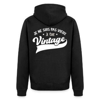 Je Ne Suis Pas Vieux Je Suis Vintage Anniversaire - Veste à capuche bio Premium Unisexe - noir - Dos - Nico (187cm)