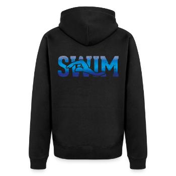 Outline of a swimmer - swimming - Unisex Premium Organic Zip Hoodie - black - Back - Nico (187cm)