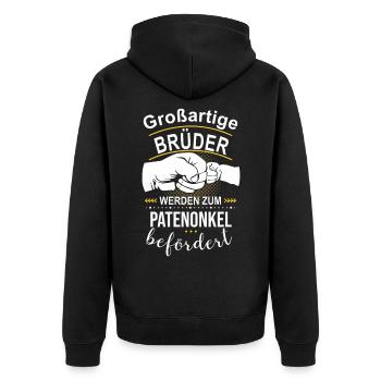 Großartige Brüder werden zum Patenonkel befördert - Unisex Premium Bio Zip Hoodie - Schwarz - Hinten - Nico (187cm)