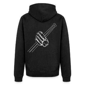 Drummer Drumsticks - Unisex Premium Bio Zip Hoodie - Schwarz - Hinten - Nico (187cm)