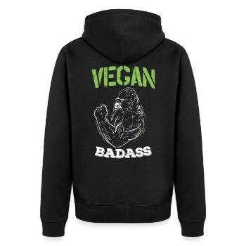 Vegan Badass Gorilla Fitness Workout Gym Puissance - Veste à capuche bio Premium Unisexe - noir - Dos - Nico (187cm)