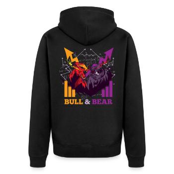 Bull & Bear Bullenmarkt Aktien Börse Stock Market - Unisex Premium Bio Zip Hoodie - Schwarz - Hinten - Nico (187cm)