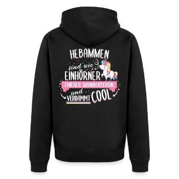 Hebamme Hebammen Entbindungspflegerin Beruf Spruch - Unisex Premium Bio Zip Hoodie - Schwarz - Hinten - Nico (187cm)