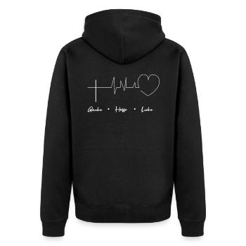 Foi J’espère que je suis croyant - Veste à capuche bio Premium Unisexe - noir - Dos - Nico (187cm)