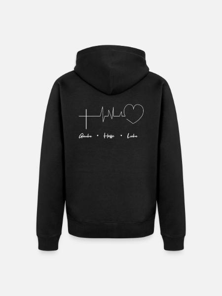 Glaube Hoffe liebe Gläubig - Unisex Premium Bio Zip Hoodie - Schwarz