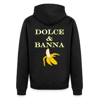 Dolce & Banana - Unisex Premium Bio Zip Hoodie - Schwarz - Hinten - Nico (187cm)