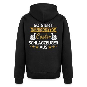 Schlagzeug Schlagzeuger Drummer Instrument Spruch - Unisex Premium Bio Zip Hoodie - Schwarz - Hinten - Nico (187cm)