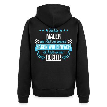 Maler Malermeister malen Farbe Beruf Arbeit Spruch - Unisex Premium Bio Zip Hoodie - Schwarz - Hinten - Nico (187cm)