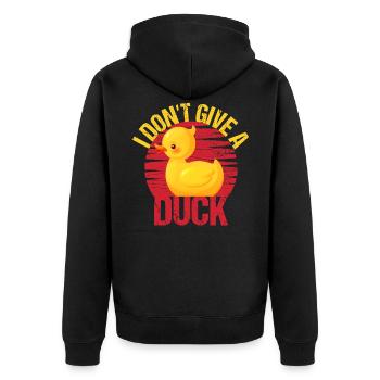 Ente Quietscheente Don't Give A Duck Rebell Lustig - Unisex Premium Bio Zip Hoodie - Schwarz - Hinten - Nico (187cm)