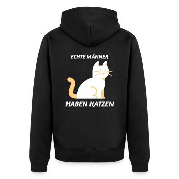 Echte Männer haben Katzen Katzenliebhaber - Unisex Premium Bio Zip Hoodie - Schwarz - Hinten - Nico (187cm)