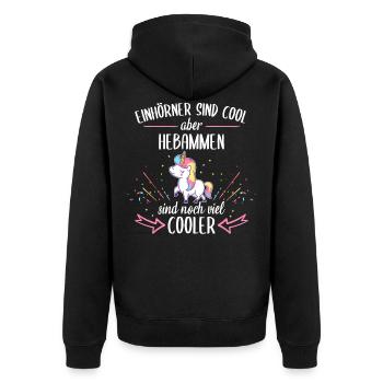 Hebamme Hebammen Entbindungspflegerin Beruf Spruch - Unisex Premium Bio Zip Hoodie - Schwarz - Hinten - Nico (187cm)
