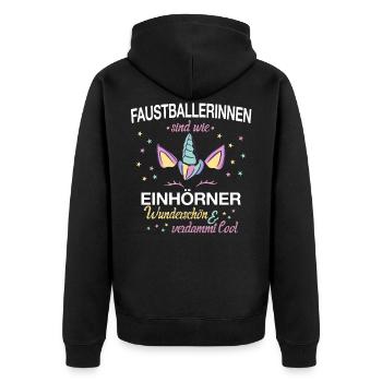 Faustball Fistball Sport Faustballer Sport Spruch - Unisex Premium Bio Zip Hoodie - Schwarz - Hinten - Nico (187cm)