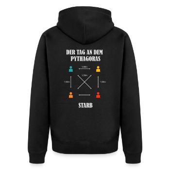 Lehrer Pythagoras Distancing - Unisex Premium Bio Zip Hoodie - Schwarz - Hinten - Nico (187cm)