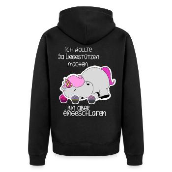Faules Einhorn Lustige Sprüche - Unisex Premium Bio Zip Hoodie - Schwarz - Hinten - Nico (187cm)