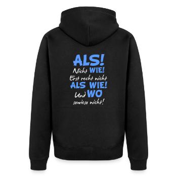 Grammatik Deutsch Lehrer - Unisex Premium Bio Zip Hoodie - Schwarz - Hinten - Nico (187cm)