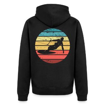 Kitesurfing kite kiting surfing sport silhouette - Unisex Premium Organic Zip Hoodie - black - Back - Nico (187cm)