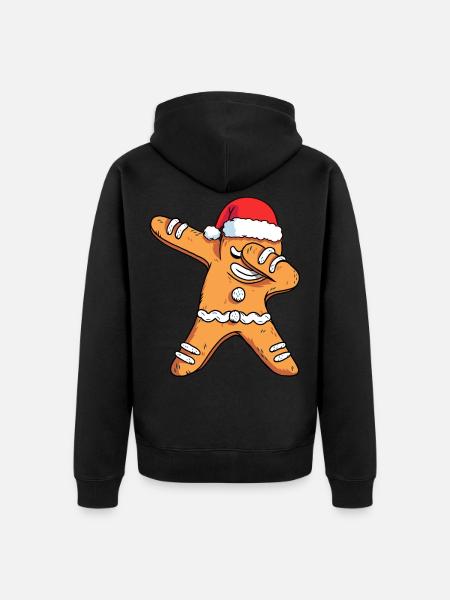 Dabbing Gingerbread Santa Christmas - Unisex Premium Organic Zip Hoodie - black