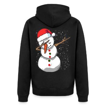 Tupfen Schneemann Santa Weihnachten - Unisex Premium Bio Zip Hoodie - Schwarz - Hinten - Nico (187cm)