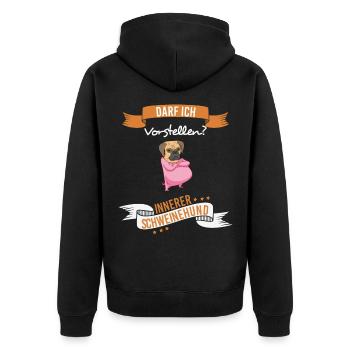 Darf ich Vorstellen Innerer Schweinehund überwinde - Unisex Premium Bio Zip Hoodie - Schwarz - Hinten - Nico (187cm)