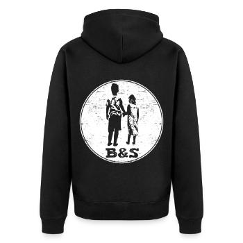 bruder und schwester - Unisex Premium Bio Zip Hoodie - Schwarz - Hinten - Nico (187cm)