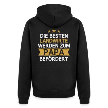 Landwirt Bauer Bauernhof Papa Vater Beruf Spruch - Unisex Premium Bio Zip Hoodie - Schwarz - Hinten - Nico (187cm)