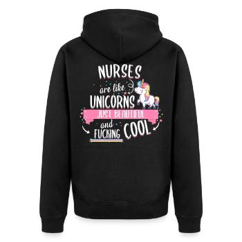 Infirmière infirmière travail travail licorne disant citation - Veste à capuche bio Premium Unisexe - noir - Dos - Nico (187cm)