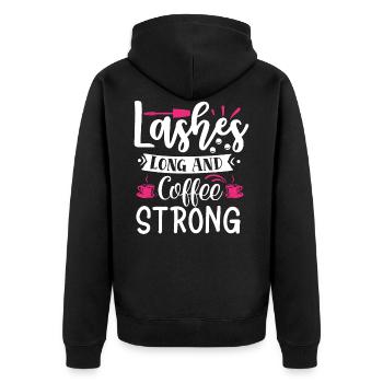 Wimpern lang und Kaffee starke Make-up-Schönheit - Unisex Premium Bio Zip Hoodie - Schwarz - Hinten - Nico (187cm)
