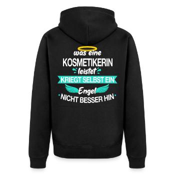 Kosmetikerinnen Kosmetikerin Engel Beruf Spruch - Unisex Premium Bio Zip Hoodie - Schwarz - Hinten - Nico (187cm)