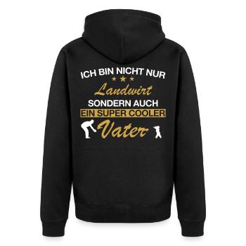 Landwirt Bauer Bauernhof Papa Vater Beruf Spruch - Unisex Premium Bio Zip Hoodie - Schwarz - Hinten - Nico (187cm)