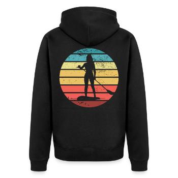 Stand Up Paddling SUP Surfen Paddeln Silhouette - Unisex Premium Bio Zip Hoodie - Schwarz - Hinten - Nico (187cm)