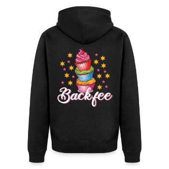 Backfee Bäcker Hobbybäcker Cupcake Muffin Torten - Unisex Premium Bio Zip Hoodie - Schwarz - Hinten - Nico (187cm)