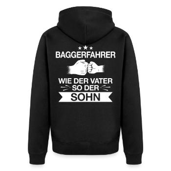 Baggern Baggerfahrer Bauarbeiter Vater Spruch - Unisex Premium Bio Zip Hoodie - Schwarz - Hinten - Nico (187cm)